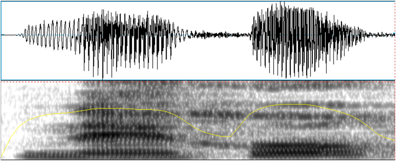 Figure 4:
Example of a fricative production of /ɡ/ in the word /neˈɡo/ ‘negated.3sg,’ (speaker S).