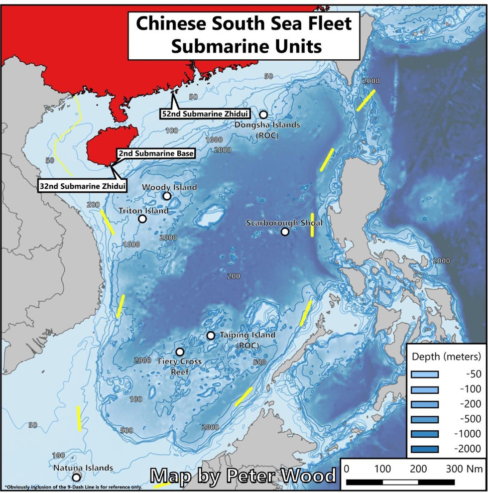 Abbildung 2: Wassertiefen im Südchinesischen Meer