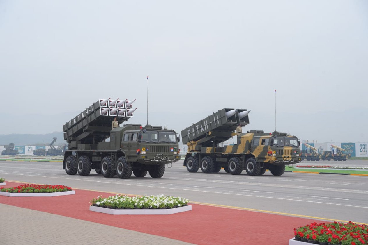  Pakistani Fatah-1 MLRS (left) and Fatah-2 MLRS (right), 9 April 2024