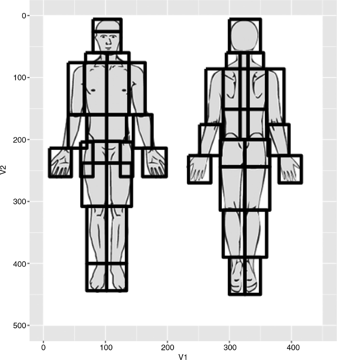 Fig. 4: 
            Anatomical subdivisions of the pain drawing.
          