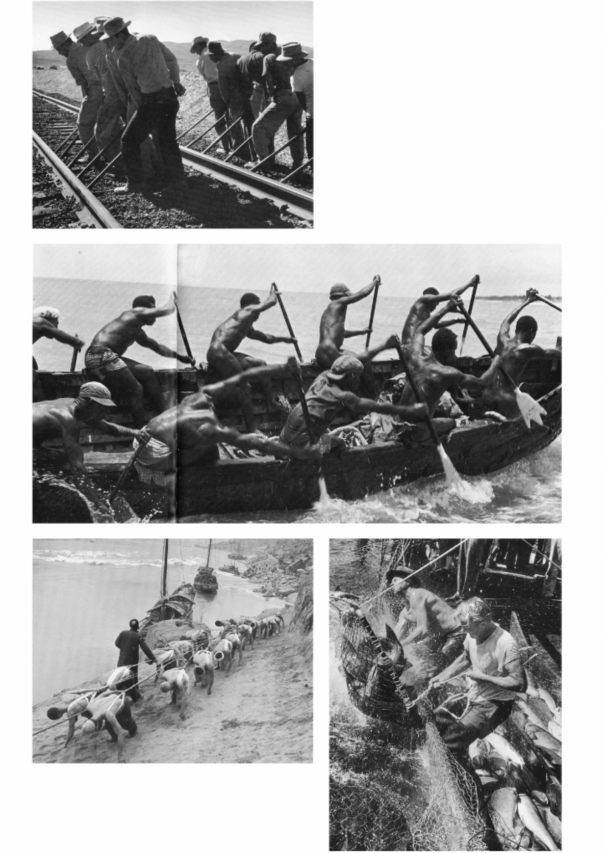 Tafel I Auszug aus der Ausstellung The Family of Men (1951). Die Bilder dieses Ausstellungsabschnittes waren mit dem Motto „If I did not work, these worlds would perish...“ überschrieben.