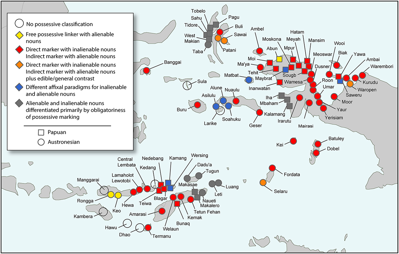 Map 6: 
Possessive classification in Linguistic Wallacea.