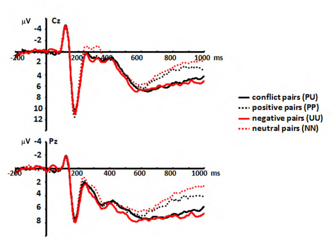 Figure 2 N2 waveform between the three types of picture-pairs and the neutral pairs.