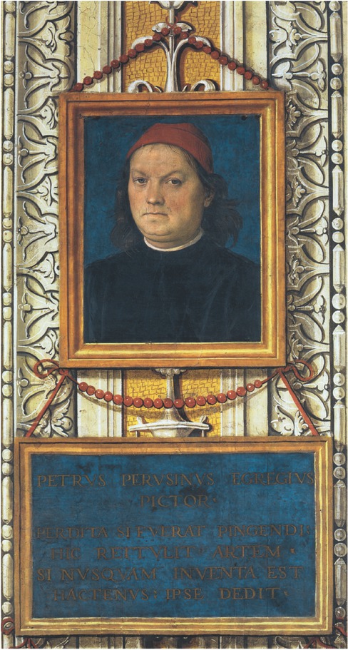 15 Pietro Perugino, Selbstporträt, Detail aus dem Freskenzyklus im Collegio del Cambio, 1500. Perugia, Collegio del Cambio
