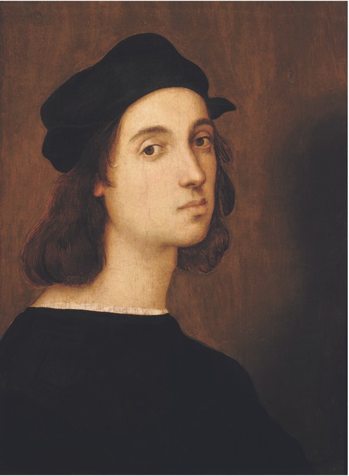 34 Raffael, Selbstporträt, um 1504–1506, Tempera auf Holz, 47,5 × 33 cm. Florenz, Galleria Palatina
