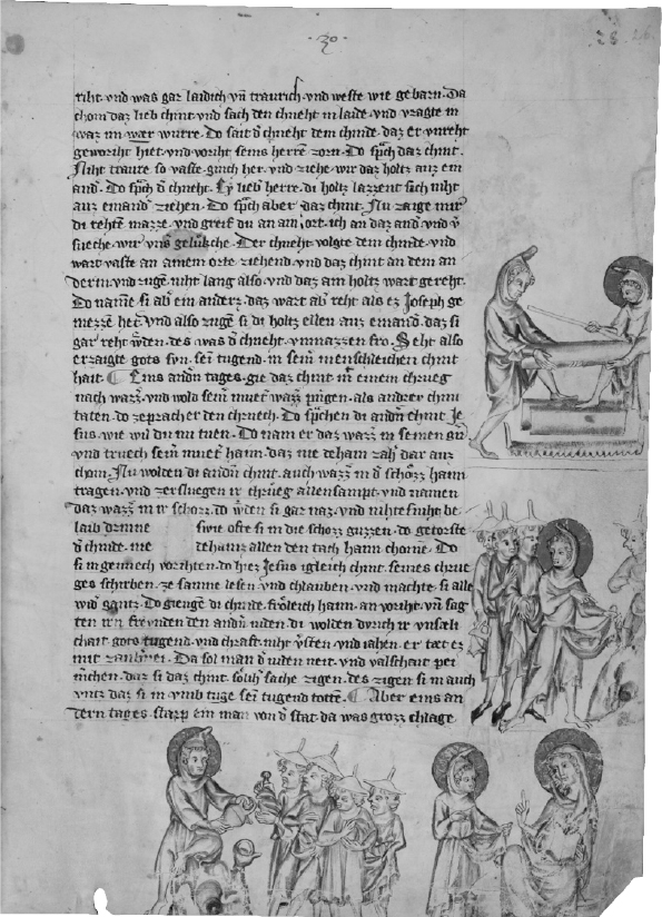 6 
Klosterneuburger Evangelienwerk, ca. 1340, pen and ink with colored washes on parchment, 38 × 27.5 cm. Schaffhausen, Stadtbibliothek, Ms. Gen. 8, fol. 26r

