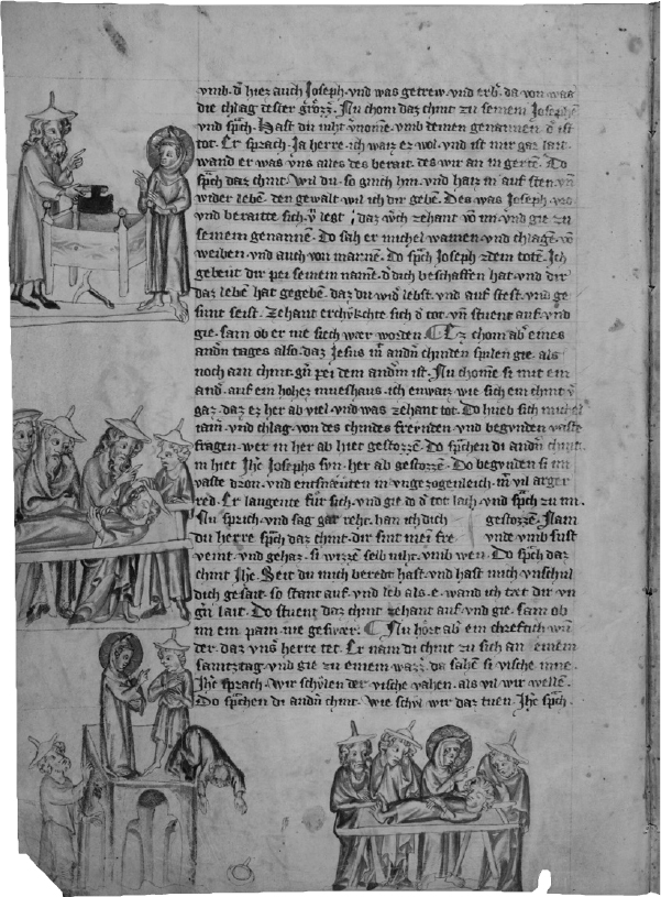 7 
Klosterneuburger Evangelienwerk, ca. 1340, pen and ink with colored washes on parchment, 38 × 27.5 cm. Schaffhausen, Stadtbibliothek, Ms. Gen. 8, fol. 26v
