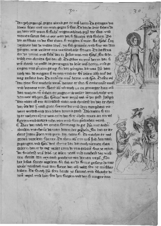 8 
Klosterneuburger Evangelienwerk, ca. 1340, pen and ink with colored washes on parchment, 38 × 27.5 cm. Schaffhausen, Stadtbibliothek, Ms. Gen. 8, fol. 28r
