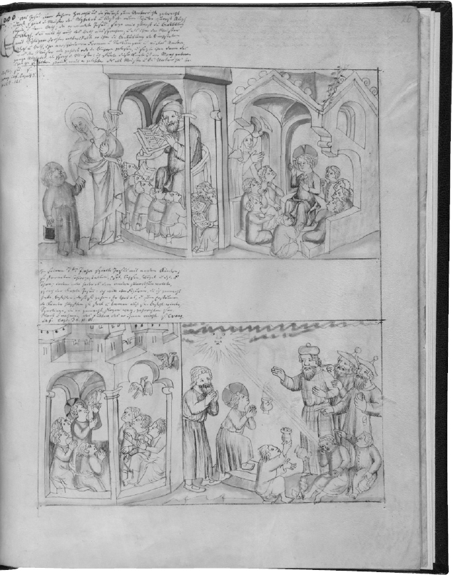 9 
Historienbibel, ca. 1375–1400, pen and ink with colored washes, 36 × 28 cm. New York, The Morgan Library & Museum, Ms. M.268, fol. 26r
