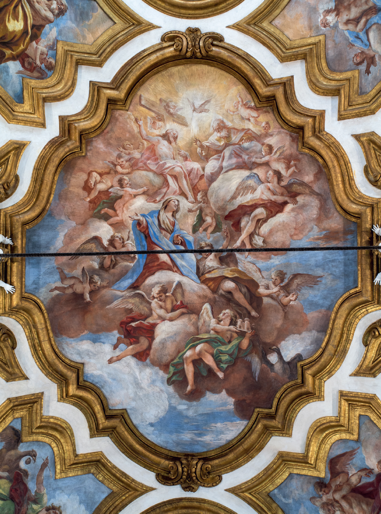 3 
Paolo De Matteis, Virgin Mary Adoring the Holy Trinity, ca. 1705–1706, fresco. Guardia Sanframondi, San Sebastiano
