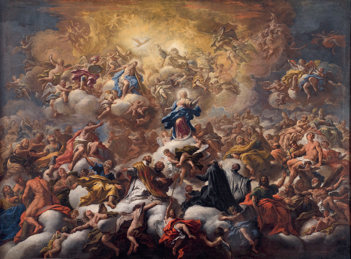10 
Paolo De Matteis, The Triumph of the Immaculate Conception, ca. 1713–1717, oil on canvas, 158 × 207 cm. Naples, Museo nazionale di Capodimonte, on loan to the Museo nazionale della ceramica Duca di Martina
