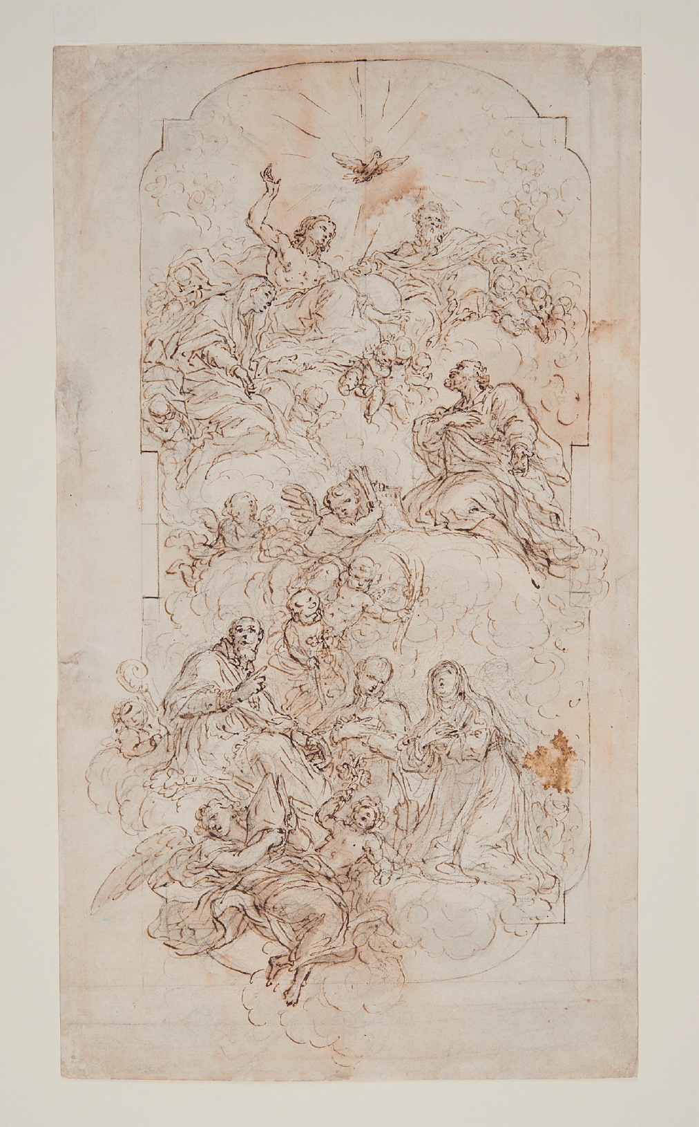 13 
Here attributed to Paolo De Matteis, The Worship of the Trinity, before 1728, pencil, brown ink, and wash on paper, 39 × 22 cm. Seattle Art Museum, Gift of Charles M. Clark, acc. no. 73.3
