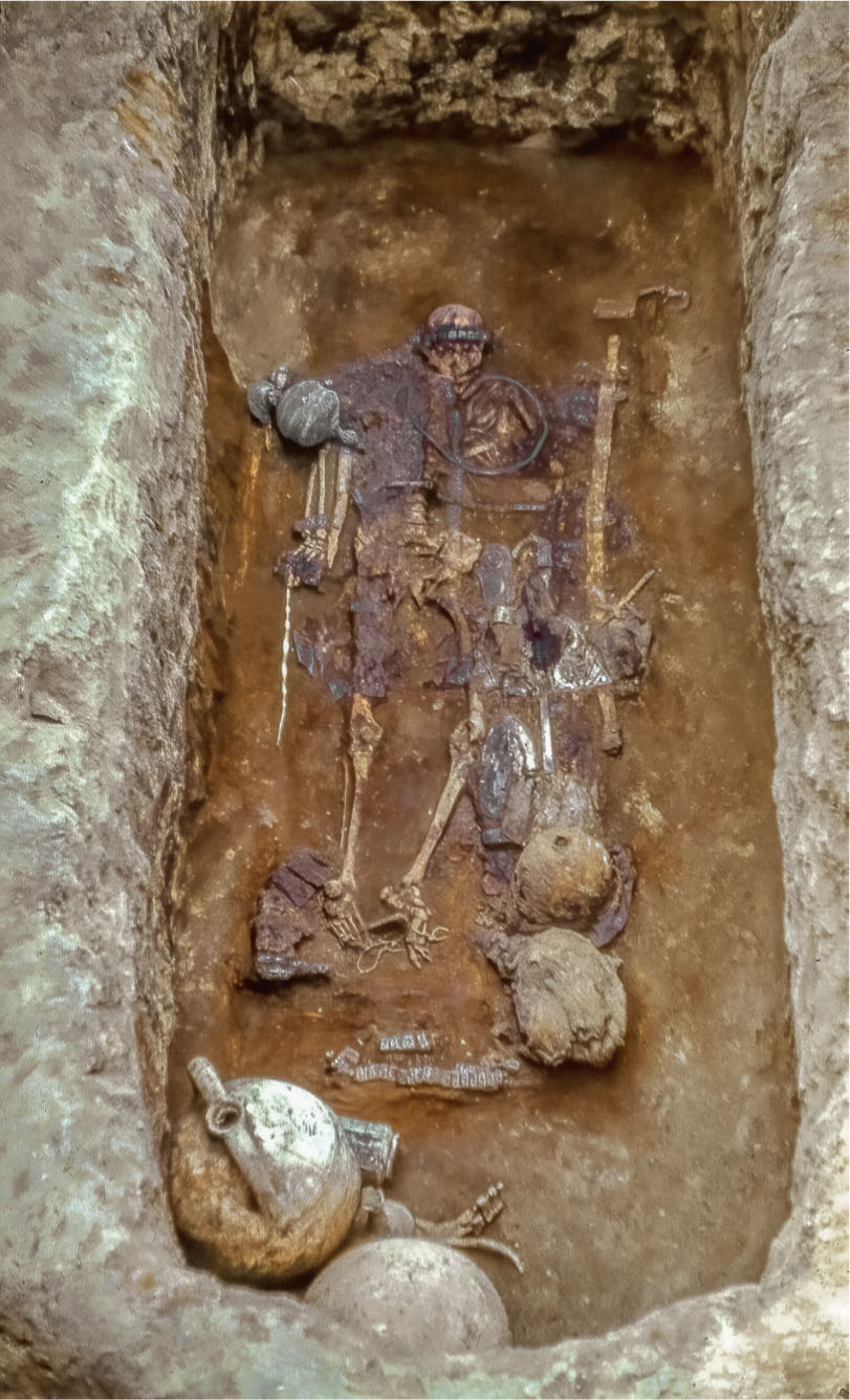 4 Chungul Kurgan, view of burial pit at time of excavation, showing skeleton and grave goods
