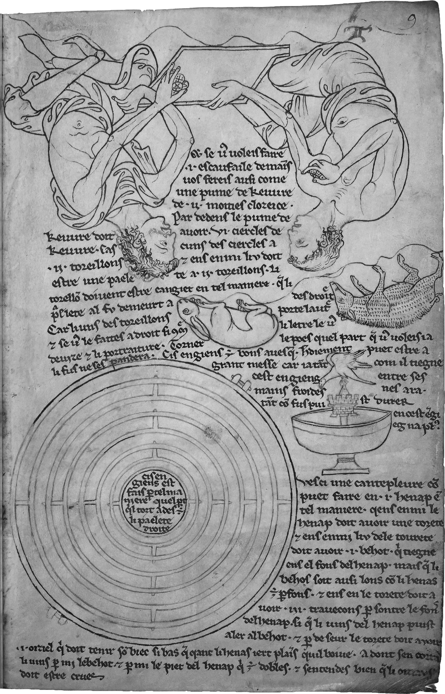 26 
Villard de Honnecourt, sketchbook leaf showing drawing of a chantepleure, ink on parchment, 23.5 × 15.5 cm. Paris, Bibliothèque nationale de France, MS fr. 19093, fol. 9r
