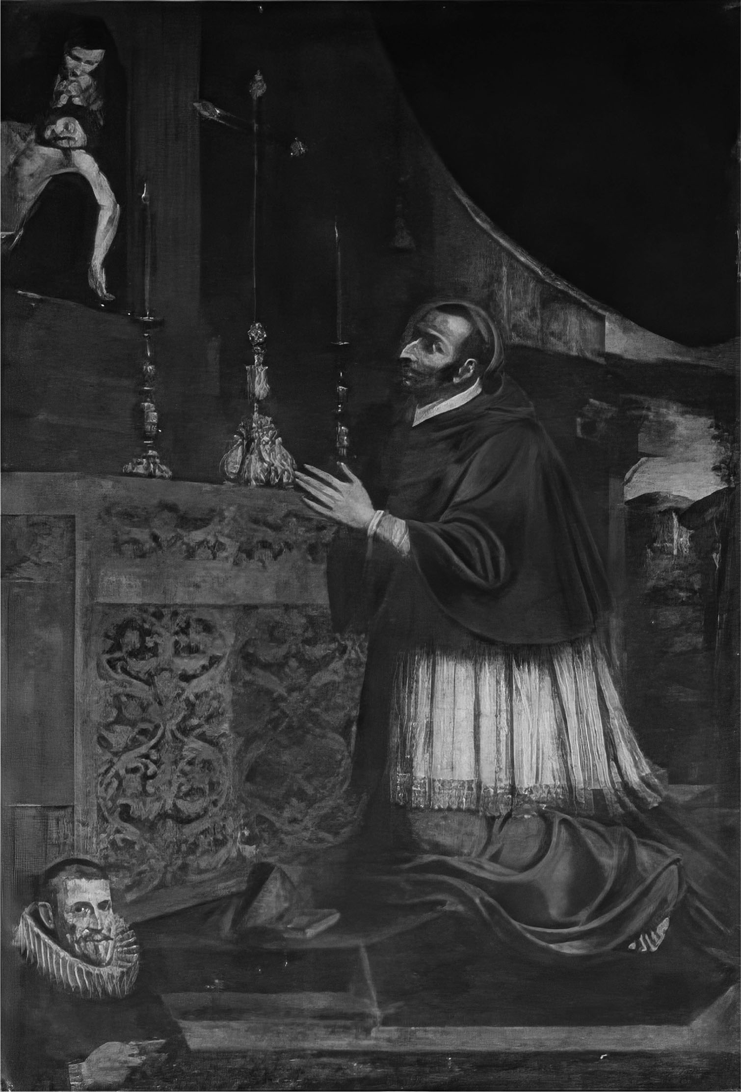 10 Giovan Geronimo d’Arena, San Carlo Borromeo, 1620–1630 ca., olio su tela, 300 × 200 cm. Napoli, chiesa di Santa Maria di Monteoliveto, già in Sant’Anna dei Lombardi