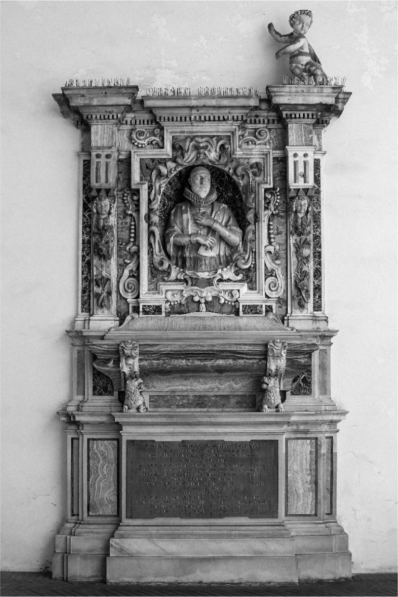 13 Bartolomeo Argenti e Vitale Finelli, Monumento funebre a Domenico Fontana, 1625 ca., marmi policromi, 400 × 240 cm. Napoli, atrio della chiesa di Santa Maria di Monteoliveto, già in Sant’Anna dei Lombardi