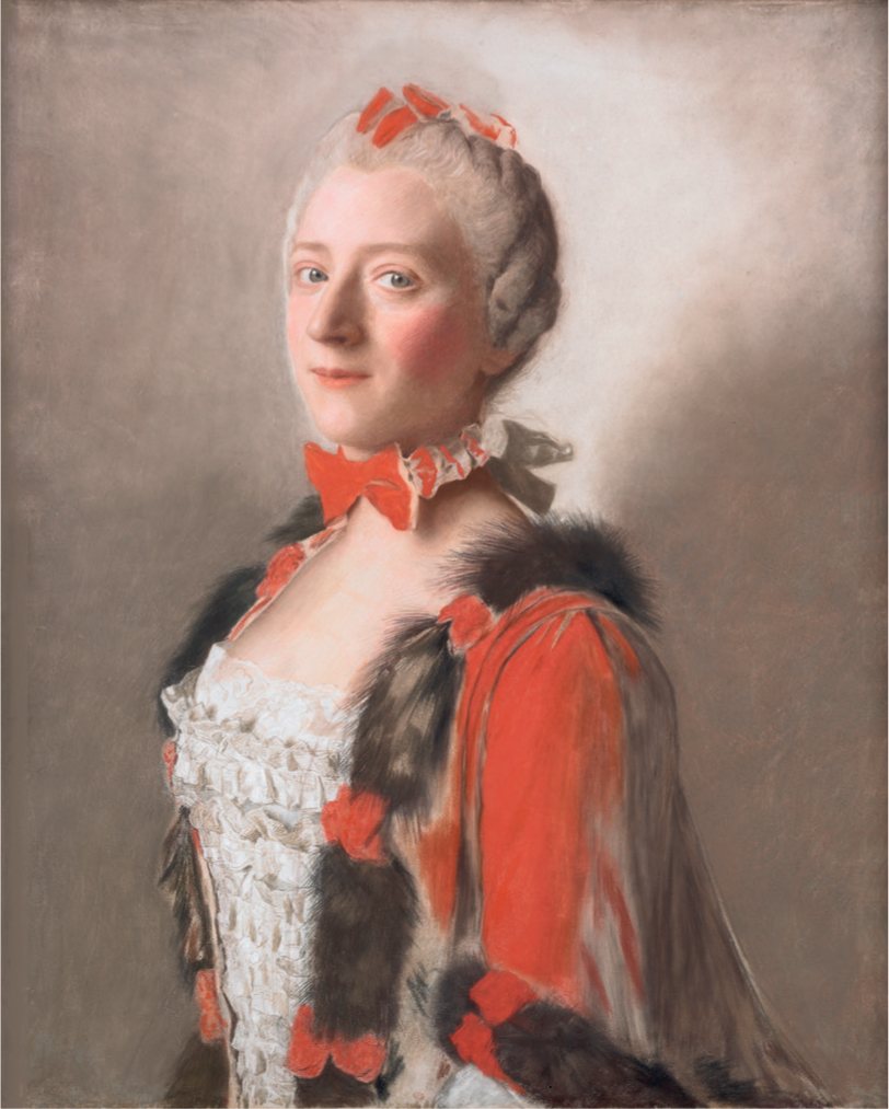 3 
Jean-Étienne Liotard, A Lady of the Court (Madame de Pompadour?), ca. 1750, pastel on vellum, 59.5 × 48.5 cm. Aarau, Aargauer Kunsthaus, Deposit Gottfried Keller-Stiftung, Bundesamt für Kultur Bern
