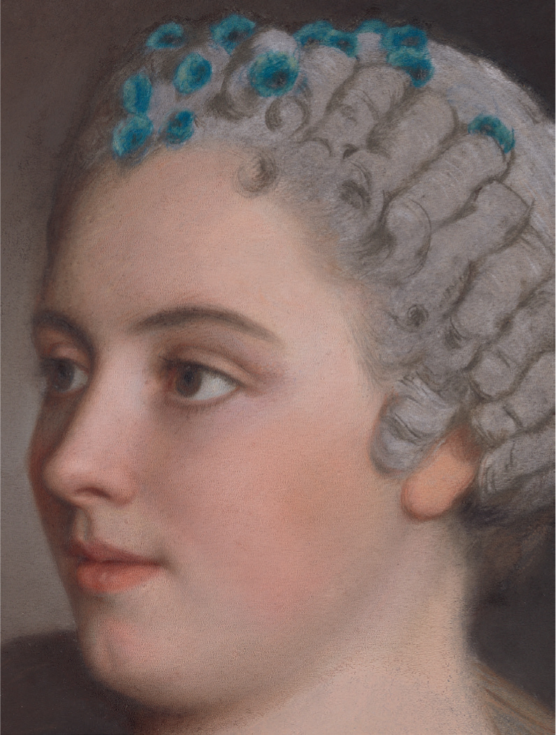 14 
Detail of the lady’s face from Jean-Étienne Liotard, The Breakfast (“Portrait d’une Dame prenant du Chocolat”; fig. 9)
