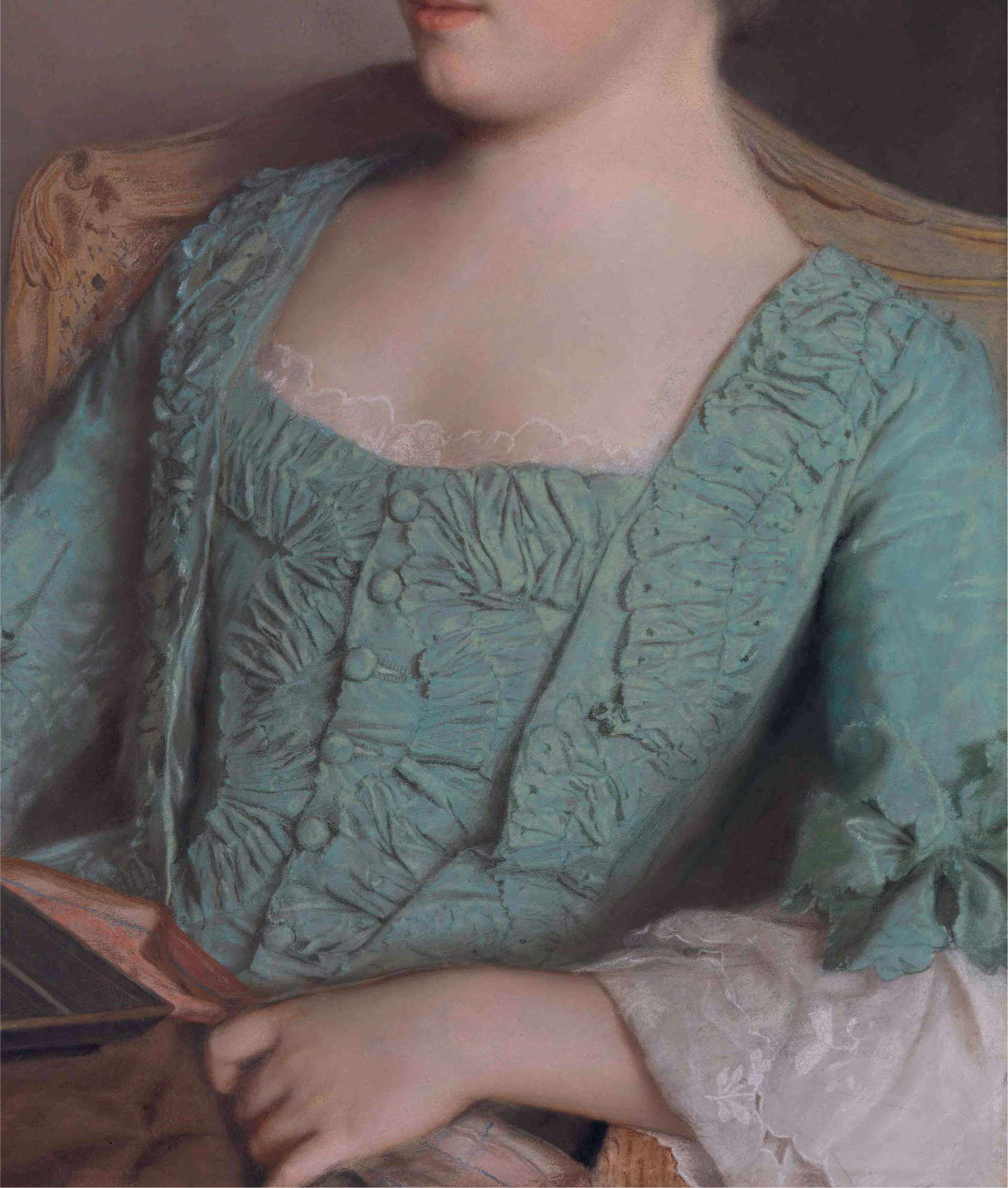 21 
Detail with the back of the chair behind the lady from Jean-Étienne Liotard, The Breakfast (“Portrait d’une Dame prenant du Chocolat”; fig. 9)
