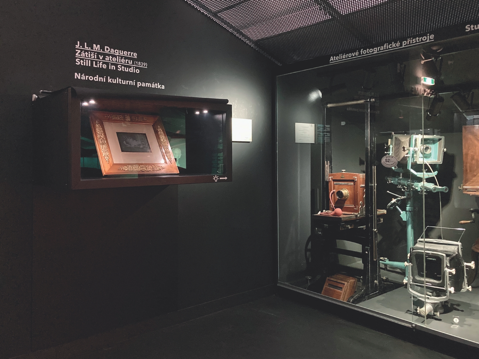 8 
Národní technické muzeum, Prague, permanent exhibition on the history of photography with the presentation of a still life by Daguerre. Exhibition view taken in January 2023