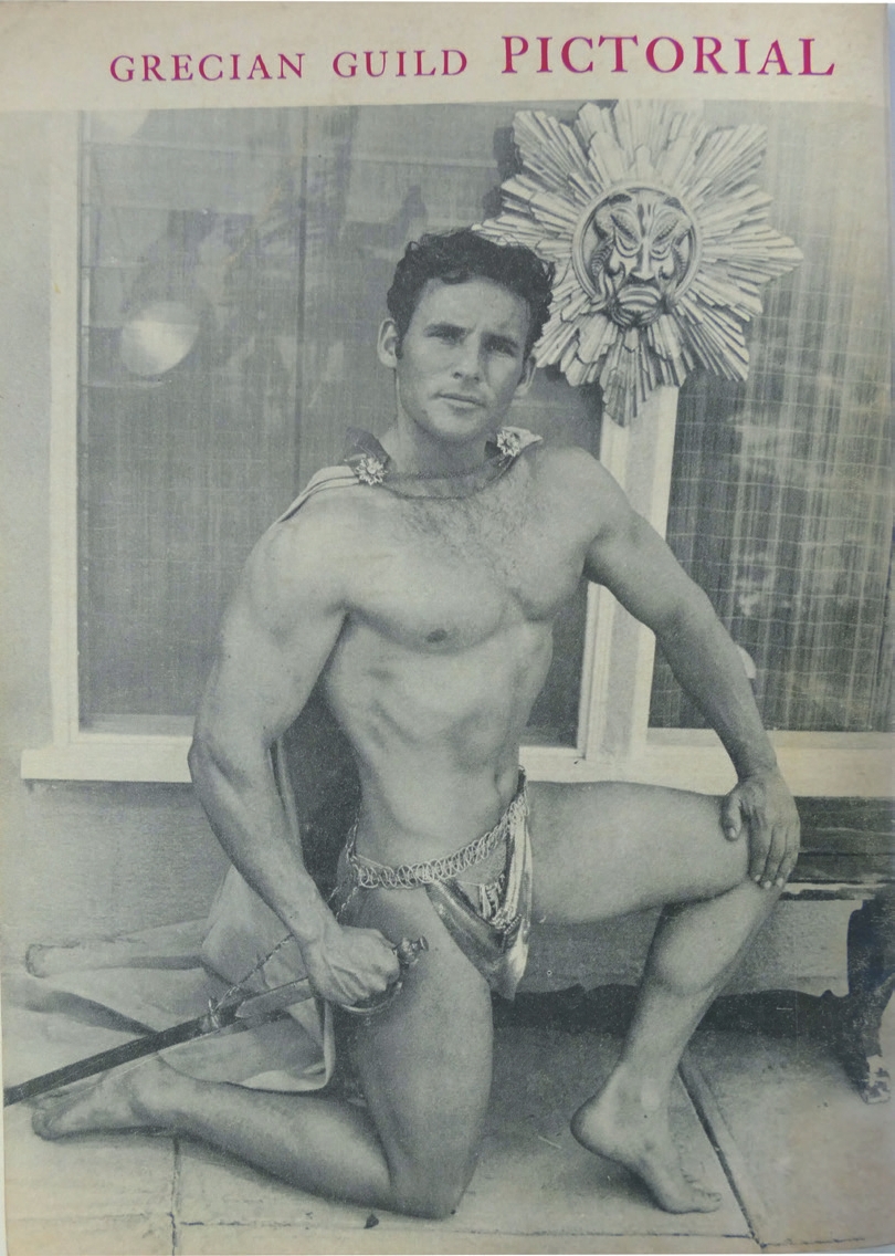 5 
Grecian Guild Pictorial 2, November 1957, no. 6, back cover, caption: “Hollywood actor Don Fuller in costume for his starring role in the new Apollo physique movie, In the Flesh, Don Fuller, photographed by Richard Fontaine.” Los Angeles, ONE National Gay & Lesbian Archives at the USC Libraries, Physique Magazine Collection