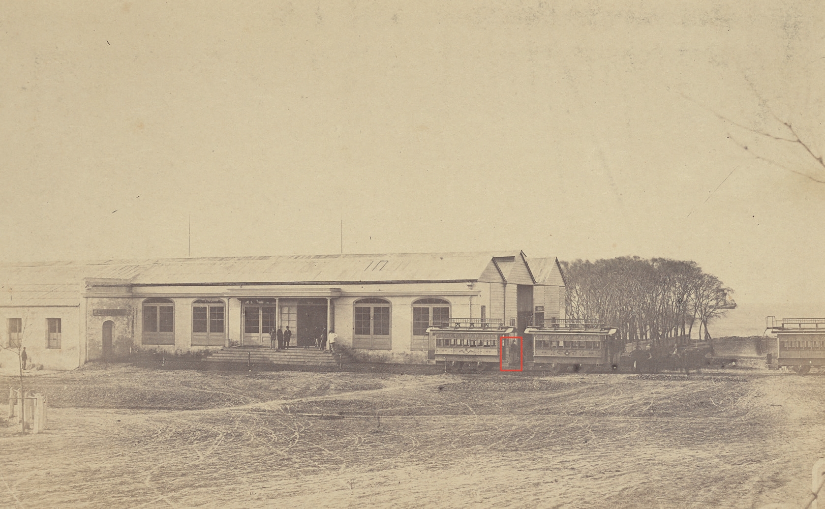 5 
Bounding box visualization for detected people. Photograph: Photographer unknown, Retiro Railway Station, 1860s, albumen silver print. Los Angeles, Getty Research Institute