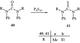 Schema 18 Darstellung der Thioharnstoffe 41a, b aus Harnstoffen 40a, b und P4S10.
