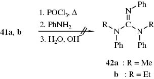 Schema 19 Fehlgeschlagene Versuche zur Synthese der Guanidine 42 aus Thioharnstoffen 41, POCl3 und Anilin.