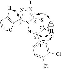 Fig. 2 JC,H correlations in the HMBC NMR spectrum of 5h.