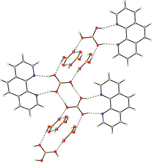 Fig. 2: ortep plot of the principal structure components of complex 1.