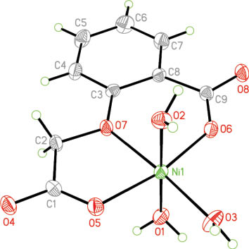 Fig. 3:  The molecular structure of 2 with the atom numbering scheme adopted. Displacement ellipsoids are shown at a 30 % probability level.