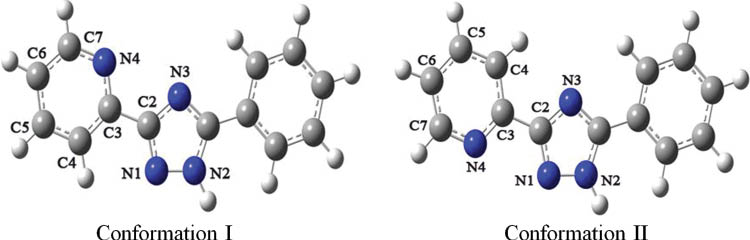 Fig. 1: Two different conformations of 1-Hppt.