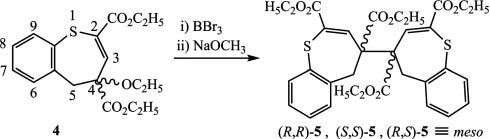 Scheme 1: Formation of dimeric 1-benzothiepin derivatives.