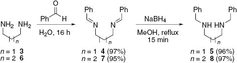 Scheme 6: Synthesis of diamines 5 and 8.