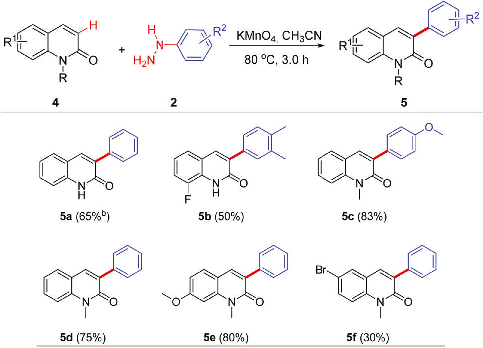 Table 3: Synthesis of 3-arylquinolines from quinolinones and arylhydrazinesa.