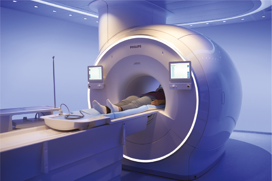 Fig. 11: MRI scanner for medical applications (Philips Ingenia 3.0T MR System). The wires of the superconducting magnet (3 Tesla) consist of the conventional low-temperature superconductor NbTi. (Courtesy of Philips).