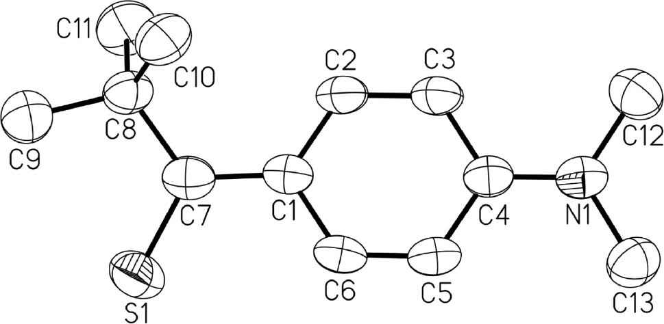 Fig. 1: Ortep plot of 3. Displacement ellipsoids are drawn at the 40% probability level. Hydrogen atoms are omitted for clarity.