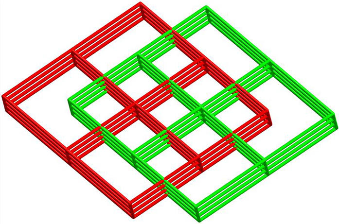 Figure 4: A schematic representation of the twofold interpenetrating framework in the structure of complex 1.