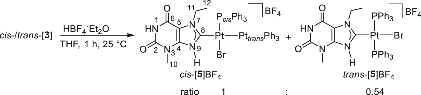 Scheme 4: Synthesis of cis-/trans-[5]BF4.