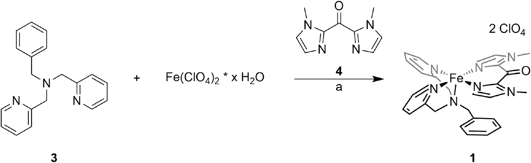 Scheme 5: 
Synthesis of complex 1: (a) 1. MeOH, rt, four days, 2. 4, rt, 20 h.