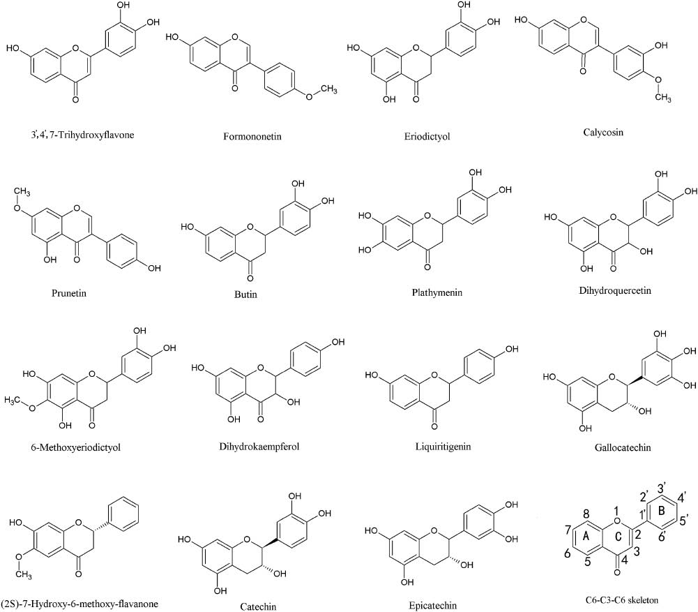 Figure 1: Chemical structures of flavonoid compounds from S. suberectus Dunn [3, 7, 8].
