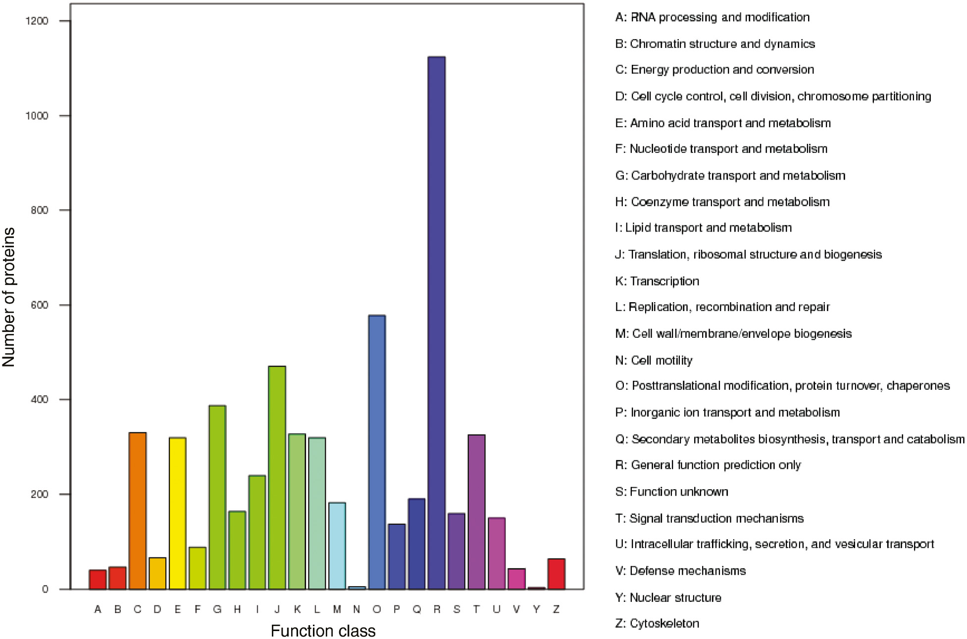 Figure 3: Classification of proteins by COG according to protein function in plant metabolism.