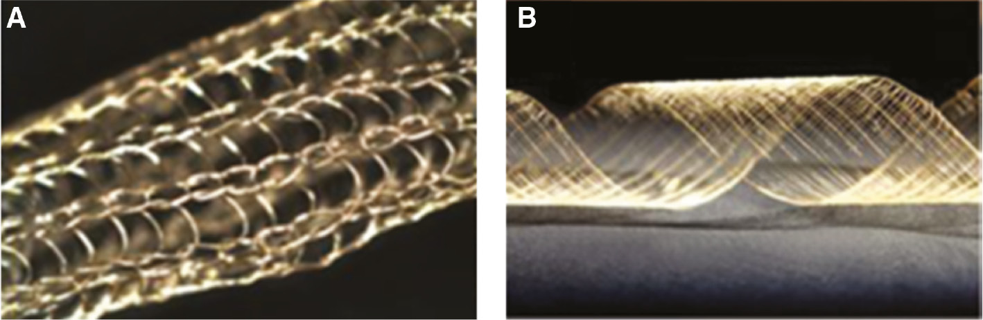 Figure 3: Wet-spun recombinant honeybee silk.(A) Knitted into a tube. (B) Woven into a sheet. Reprinted and adapted with permission from [73].