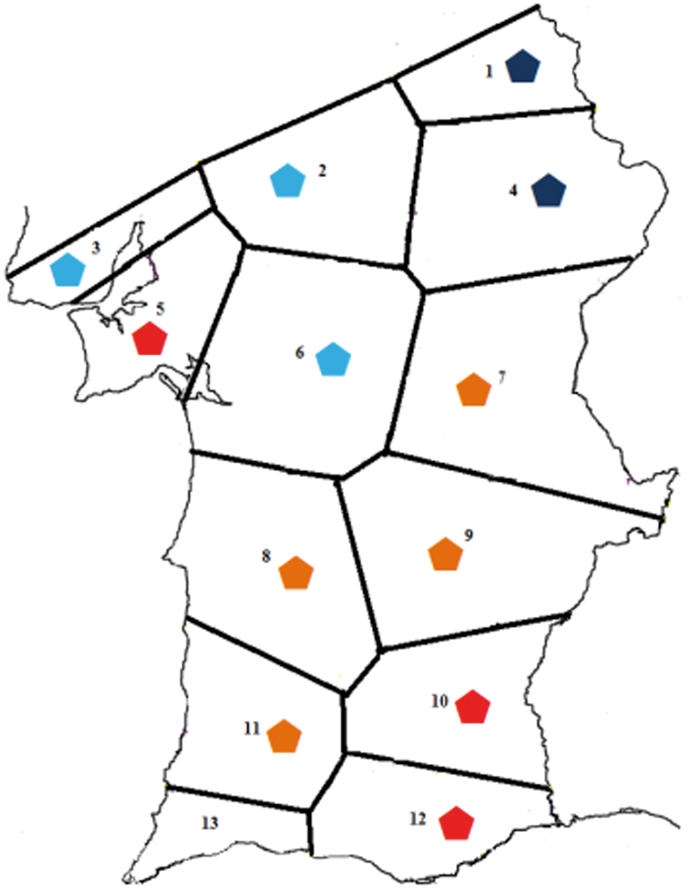 Mapa 7-2: Valores em função comunicativa entre Praia da Salema e os outros pontos (graus 0 e 1 vs. grau 2, valores percentuais).