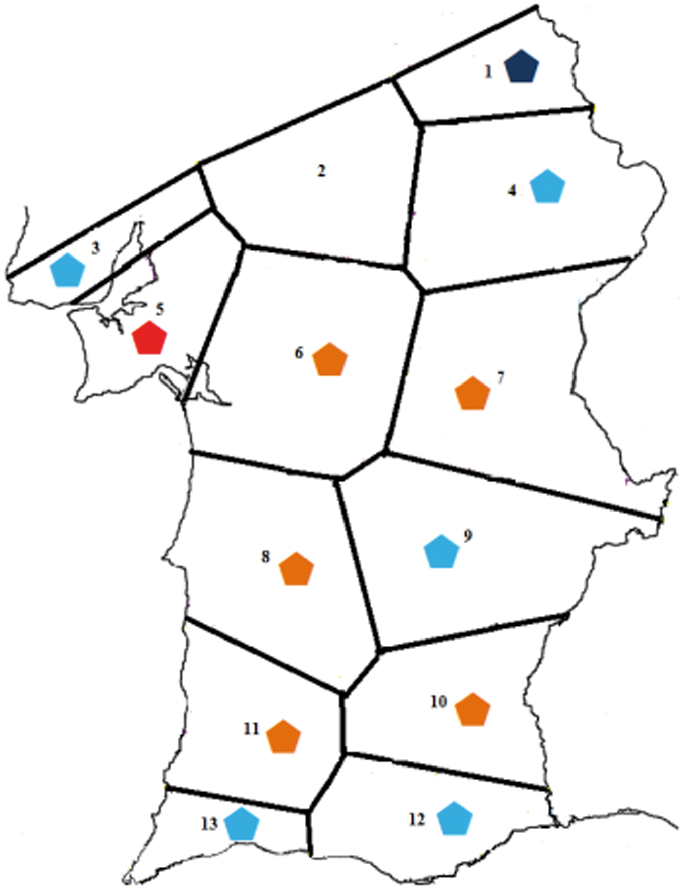 Mapa 8-1: Valores em função comunicativa entre Foros do Arrão e os outros pontos (grau 0 vs. graus 1 e 2, valores percentuais).