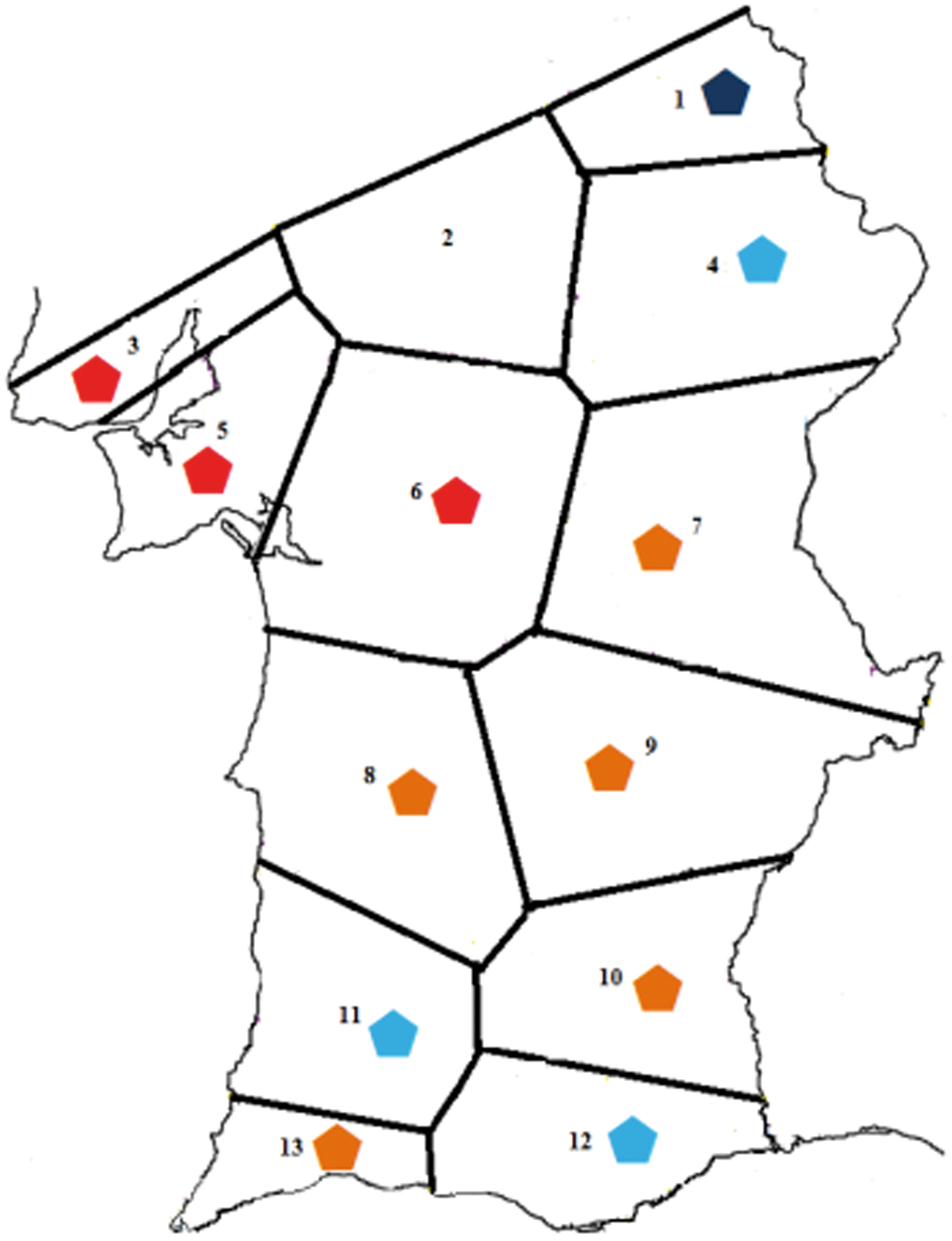 Mapa 8-2: Valores em função comunicativa entre Foros do Arrão e os outros pontos (graus 0 e 1 vs. grau 2, valores percentuais).