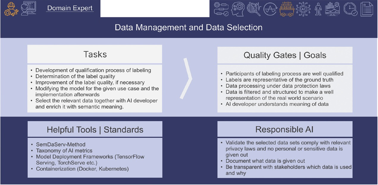 Figure 2 Exemplary view of tasks for the domain expert during “data management and data selection”
