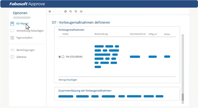 Bild 4 Erstellung des 8D-Reports in Fabasoft Approve mit „Lessons Learned“ (D8) (Quelle: Fabasoft Approve)