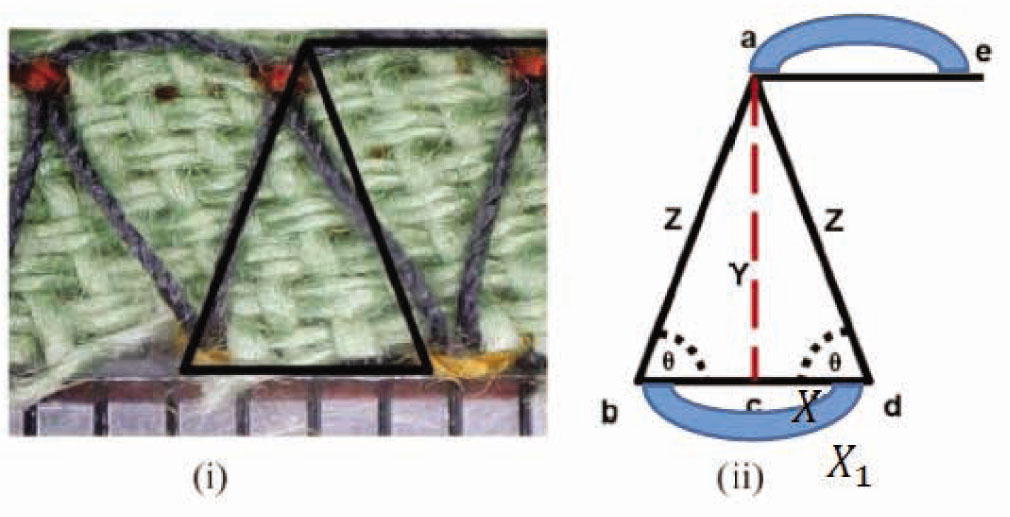 Figure 4 Lower looper thread: (i) actual geometry and (ii) draw geometry.