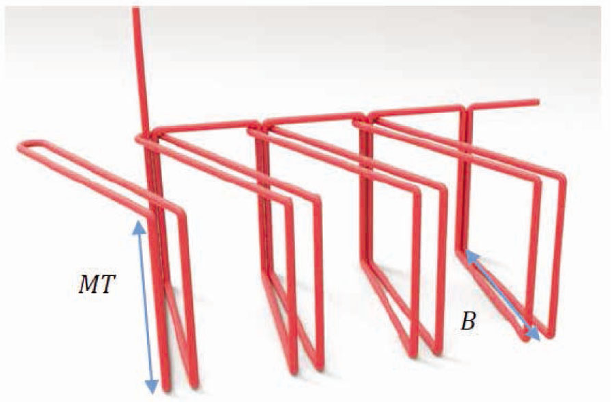 Figure 7 Geometrical model of over-edge stitch type 501.
